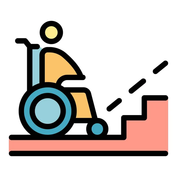 Инвалидное Кресло Возле Иконы Лестницы Контур Инвалидное Кресло Возле Лестницы — стоковый вектор