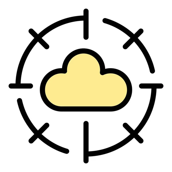 Alvo Ícone Nuvem Dados Esboço Ícone Vetor Nuvem Dados Destino — Vetor de Stock