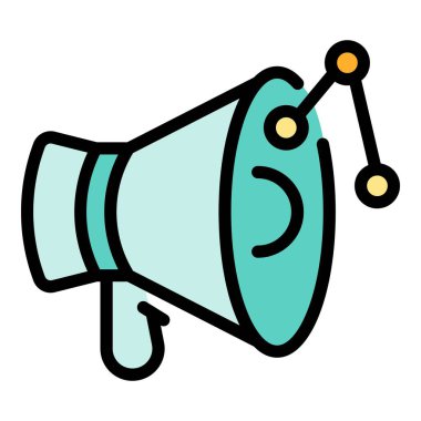 Megafon pazarlama ikonu. Beyaz arkaplan renklerinde izole edilmiş web tasarımı için Megafon pazarlama vektör simgesi