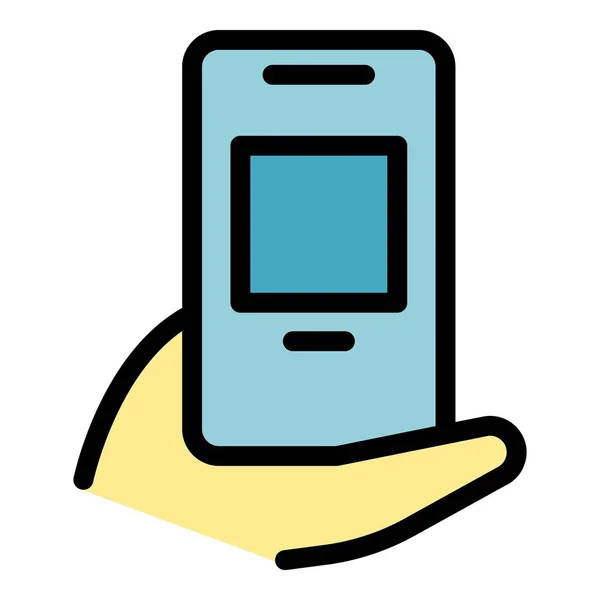 Вектор Иконки Телефона Руке Подержи Телефон Умная Мобильная Квартира — стоковый вектор