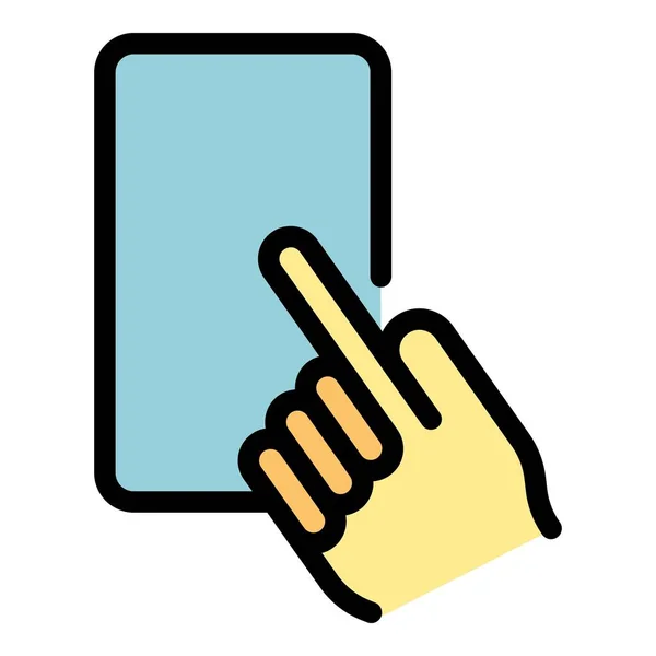 Umrissvektor Für Das Fingertelefon Symbol Hand Aufs Smartphone Touch Mobile — Stockvektor