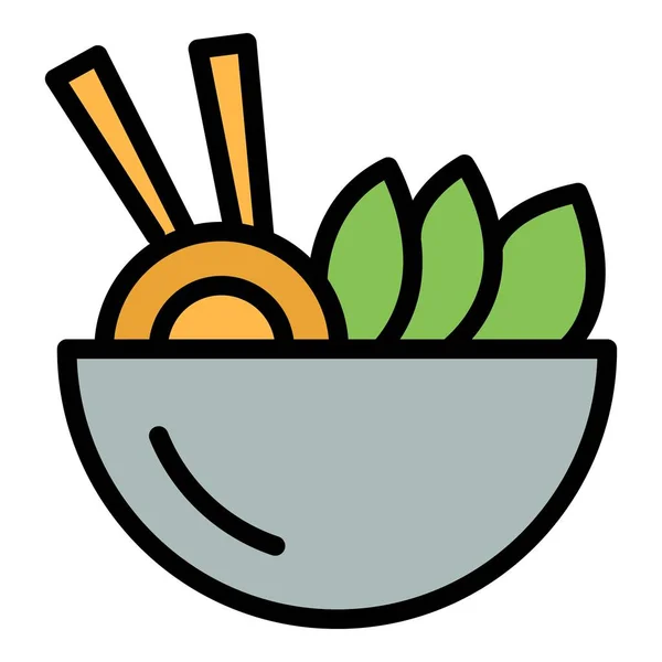 Asian Food Bowl Icon Outline Asian Food Bowl Vector Icon — Stock Vector