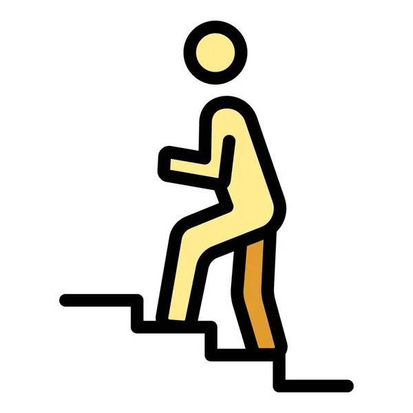 Άνθρωπος Επάνω Εικονίδιο Σκάλες Περίγραμμα Man Σκάλες Διάνυσμα Εικονίδιο Για — Διανυσματικό Αρχείο