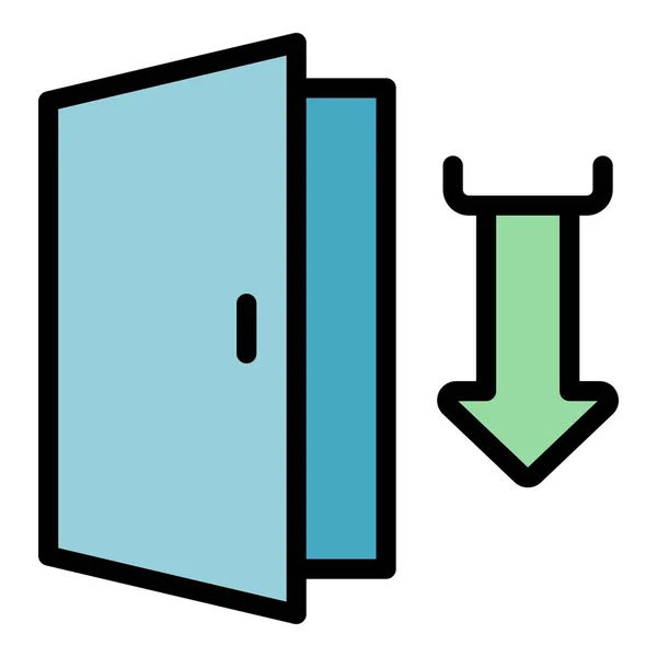 Иконка Эвакуации Деревянных Дверей Контур Деревянные Двери Эвакуации Вектор Значок — стоковый вектор