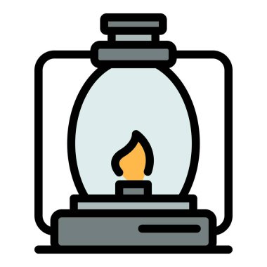 Gazyağı lamba ikonu. Beyaz arkaplan rengi üzerinde izole edilmiş web tasarımı için Gazyağı lamba vektör simgesi taslağı