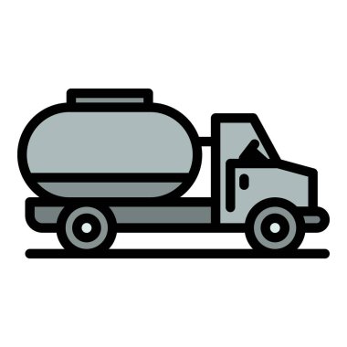 Yağ taşımacılığı araba simgesi. Beyaz arkaplan renklerinde izole edilmiş web tasarımı için ana hatlı yağ taşımacılığı araba vektör simgesi