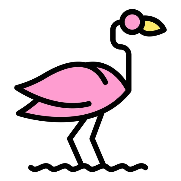 Значок Фламинго Водяной Птицы Контур Waterbird Фламинго Векторный Значок Веб — стоковый вектор