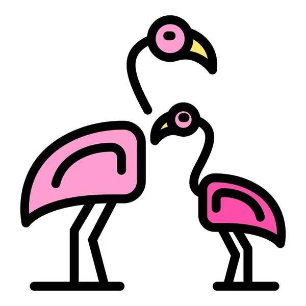 Ícone Flamingo Familiar Esboço Família Ícone Vetor Flamingo Para Web —  Vetores de Stock