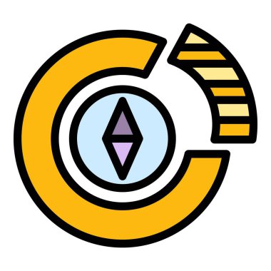 Pazar pusulası simgesi. Beyaz arkaplan rengi üzerinde izole edilmiş web tasarımı için ana pazar pusula vektör simgesi