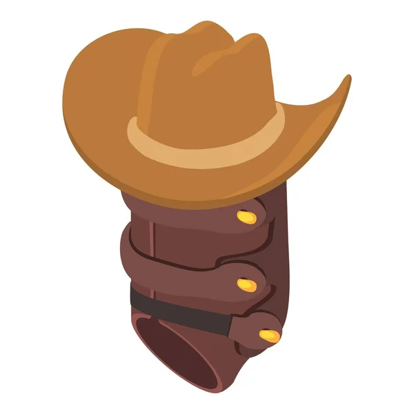 Cowboy Symbol Ikon Isometrisk Vektor Cowboy Hatt Och Läder Skydd — Stock vektor