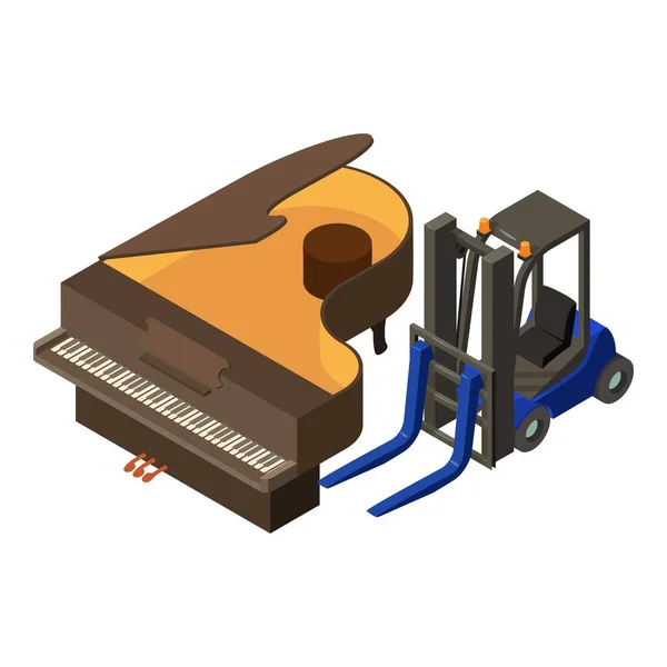 Grand Piano Icon Isometric Vector Keyboard Music Instrument Forklift Truck — Stock Vector