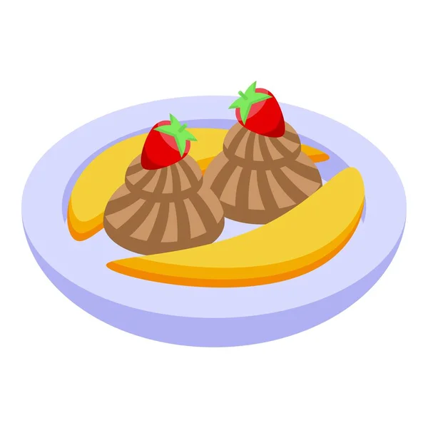 Frozen Banana Split Icon Isometric Vector Cherry Cream Food Ice — Stock Vector