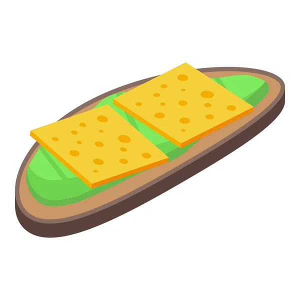 Toast All Avocado Con Icona Del Formaggio Vettore Isometrico Panino — Vettoriale Stock