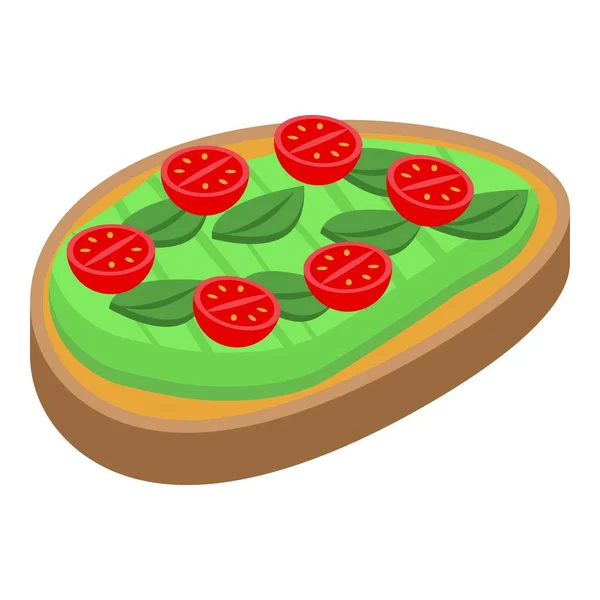 Icône Pain Grillé Avocat Aux Tomates Vecteur Isométrique Nourriture Pour — Image vectorielle