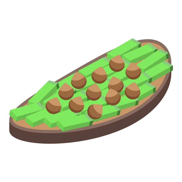 Nuss Avocado Toast Symbol Isometrischen Vektor Brotzeit Natürliches Mittagessen — Stockvektor