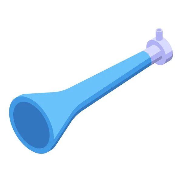 Vuvuzela Ícone Vetor Isométrico Azul Trombeta Futebol Objeto Sonoro — Vetor de Stock