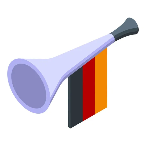 Almanya Taraftar Vuvuzela Ikon Izometrik Vektörü Futbol Trompeti Parti Sesi — Stok Vektör
