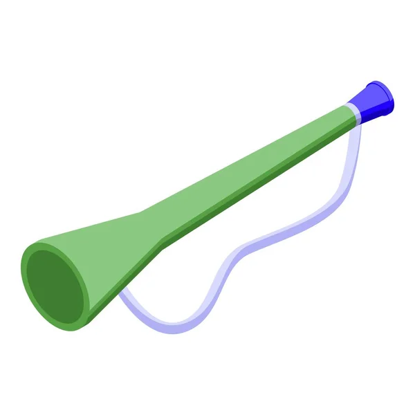 Yeşil Vuvuzela Ikon Izometrik Vektörü Futbol Trompeti Parti Sesi — Stok Vektör