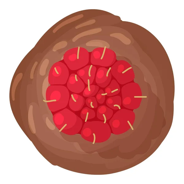 Ícone Muffin Framboesa Vetor Isométrico Bolo Chocolate Com Framboesa Fresca — Vetor de Stock