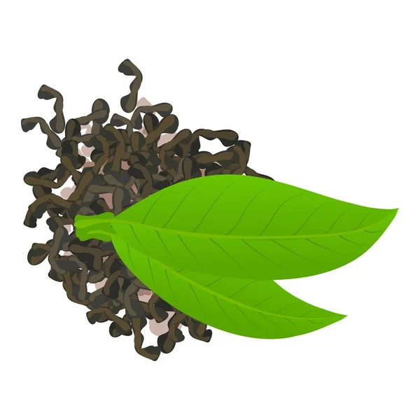 Grüner Tee Symbol Isometrischen Vektor Frisches Grünes Und Getrocknetes Teeblatt — Stockvektor