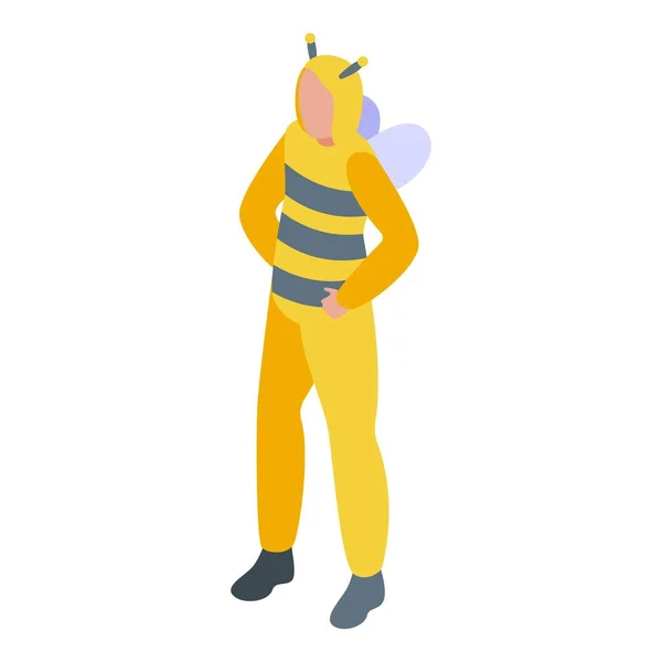 Abeille Halloween Costume Animal Icône Vecteur Isométrique Jolie Fête Enfant — Image vectorielle