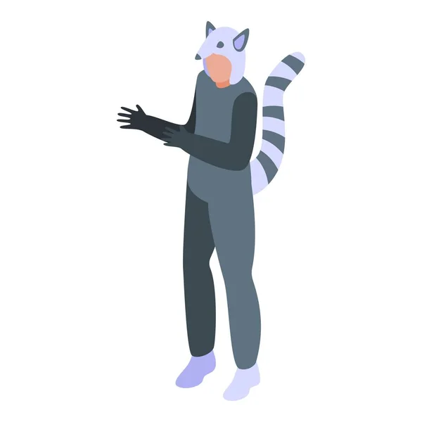 Raccoon Halloween Animal Costume Icon Isometric Vector Carnival Child Happy — Stock Vector