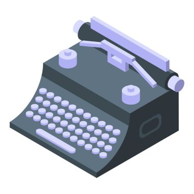 Daktilo ikonu izometrik vektörü. Kitap yayını. Bilim makalesi