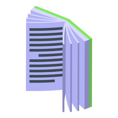 Hikaye kitabı ikonu izometrik vektörü. Eğitim al. Bilim makalesi