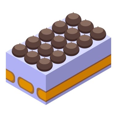 Choco tiramisu ikon izometrik vektörü. Pasta tatlısı. Kakao yemeği.
