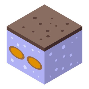 Yemek tiramisu ikonu izometrik vektörü. Pasta tatlısı. Kakao Kafe