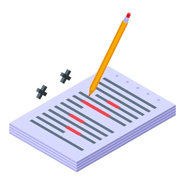 Schreiben Buch Symbol Isometrischen Vektor Schulstudie Text Formen — Stockvektor