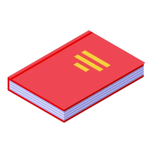 Ícone Livro Vermelho Vetor Isométrico Estudo Escolar Forma Aberta — Vetor de Stock