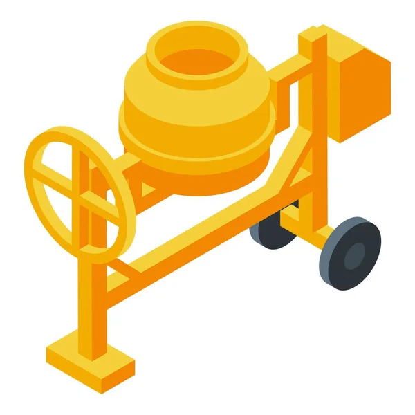 Εικονίδιο Μίξερ Κίτρινο Τσιμέντο Ισομετρικό Διάνυσμα Μηχανή Σκυροδέματος Εργαλείο Ανάμειξης — Διανυσματικό Αρχείο