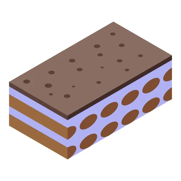 Süt Tiramisu Ikonu Izometrik Vektörü Pasta Tatlısı Kakao Yemeği — Stok Vektör