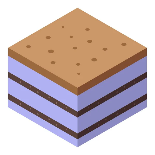 Изометрический Вектор Значка Cookie Tiramisu Еда Сладкая Пищевой Десерт — стоковый вектор