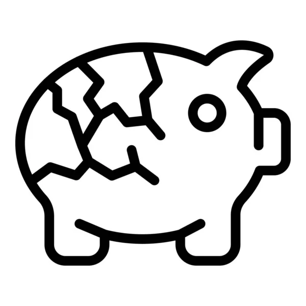 Cracked Piggy Bank Icon Outline Vector Inglês Sem Abrigo Pobreza — Vetor de Stock