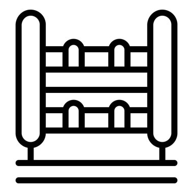 Kutu halkası simgesi dış hat vektörü. Boks ringi. Şampiyon seyirci