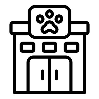 Veterinerlik kliniği ikonu ana hatları vektörü. Evcil hayvan. Aşı ilacı.