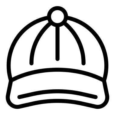 Kaptan aksesuar ikon ana hatları vektörü. Beyzbol şapkası. Spor vizörü