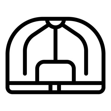 Güneş kapağı simgesi ana hat vektörü. Beyzbol şapkası. Baş üniforma