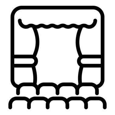 Kukla tiyatro ikonu ana hatları vektörü. Sahneyi göster. Parmak oyunu