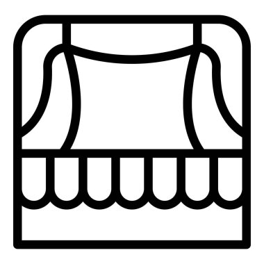 Sahne simgesi dış hat vektörü. Kukla tiyatrosu. Oyuncak bebek.