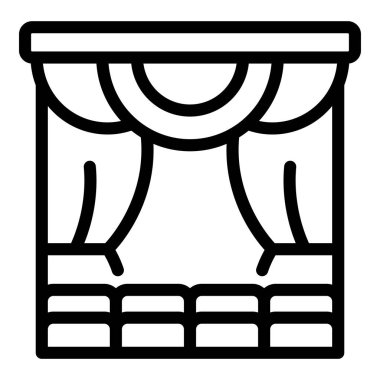 Tiyatro sahnesi ana hatları vektörü. Kukla gösterisi. Oyuncak bebek oyunu