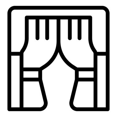 Perde simgesi dış hat vektörünü göster. Tiyatro kuklası. Sahne bebeği