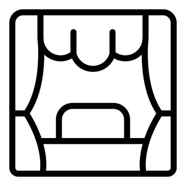 Sahne simgesi dış hat vektörü. Kukla tiyatrosu. Oyuncak perde