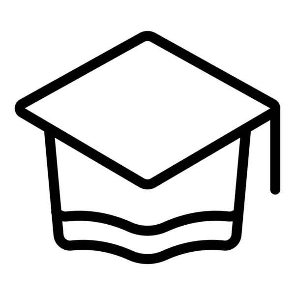 Graduierung Hut Symbol Umrissvektor Front Design Lässiger Look — Stockvektor