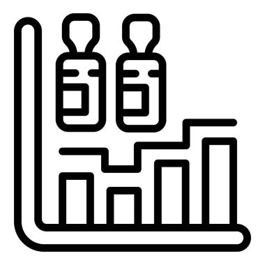 Aşı şişesi ikonu ana hatları vektörü. Sürü insanları. Tıbbi koruma