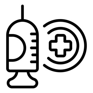 Tıbbi enjeksiyon ikonu ana hat vektörü. Aşı hastalığı. Bağışıklık uyarısı