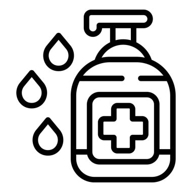 Çorba dağıtıcı simgesi ana hatları vektörü. Sürü insanları. Kalkan tıbbi