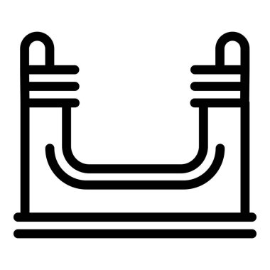 Ekstrem rampa ikon ana hatları vektörü. Kaykay parkı. Şehir sokağı